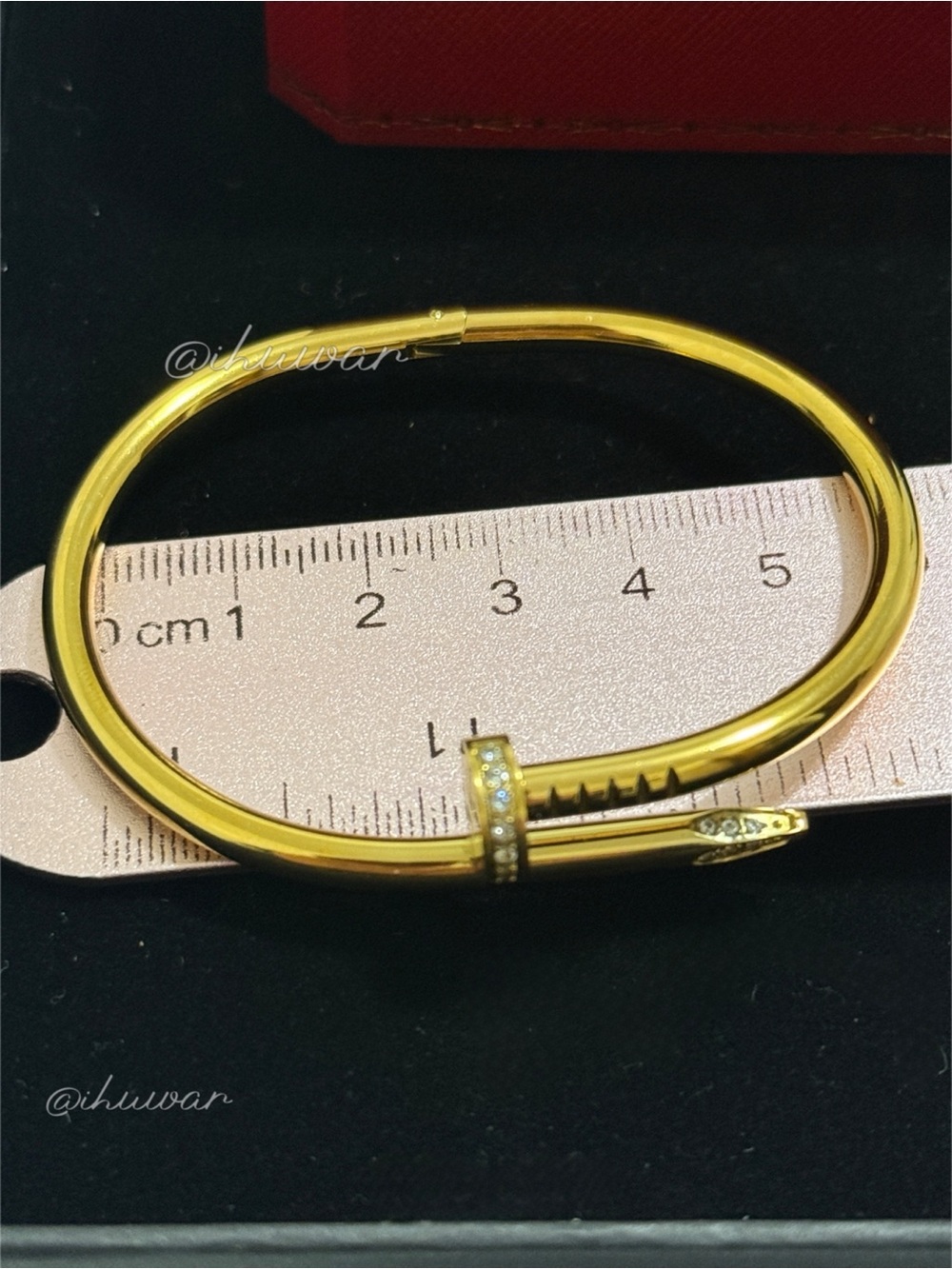 Nail Bangle Bracelet 18k Gold Plated Unisex CZ Pave - Picture 8 of 13